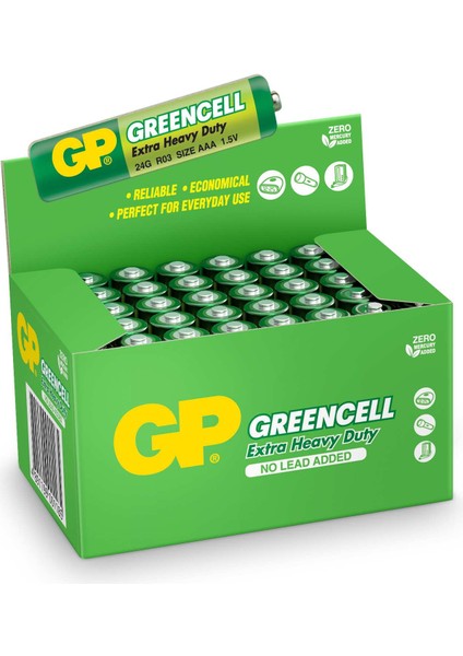 Greencell R03 AAA Boy Çinko İnce Kalem Pil 40'lı Paket GP24G-2S2