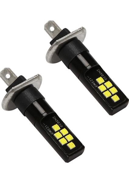 Sis Parlak, 2 Adet H1 Araba LED 12V-24V 12SMD Ampul 3030 Yonga Seti, W5W AMPUL194 Sis Farları Için Beyaz, Siyah (Yurt Dışından)