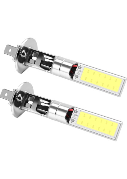 Araba Sis Farı Parlak, 2x H1 Xenon Beyaz 6000K 7.5W Cob LED Smd Drl Sürüş Sis Farı Ampulü, Beyaz (Yurt Dışından)