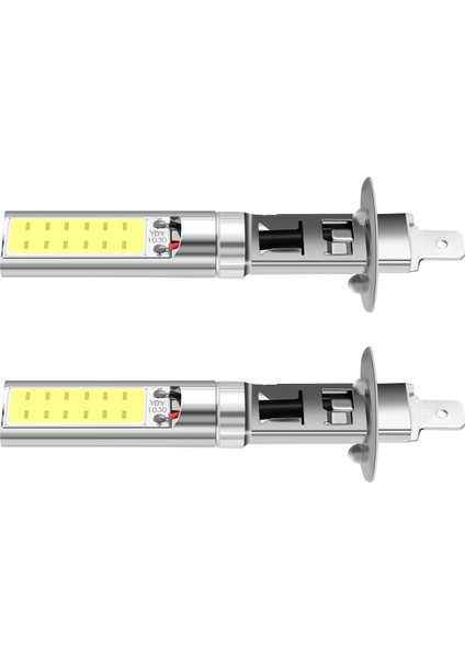 Araba Sis Farı Parlak, 2x H1 Xenon Beyaz 6000K 7.5W Cob LED Smd Drl Sürüş Sis Farı Ampulü, Beyaz (Yurt Dışından)