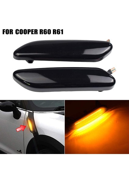 Yan Işaret Lambası, Araba Dinamik Amber LED Ön Yan Işaret Lambası Mini R60 Countryman R61 Için Dönüş Sinyal Lambası, Dumanlı (Yurt Dışından)