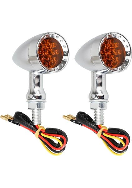 Dönüş Sinyal Lambası, 2 Adet Evrensel Amber Krom Motosiklet LED Dönüş Sinyal Lambası Fren Koşu Kuyruk, Gümüş (Yurt Dışından)