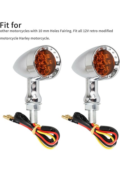 Dönüş Sinyal Lambası, 2 Adet Evrensel Amber Krom Motosiklet LED Dönüş Sinyal Lambası Fren Koşu Kuyruk, Gümüş (Yurt Dışından) modelleri
