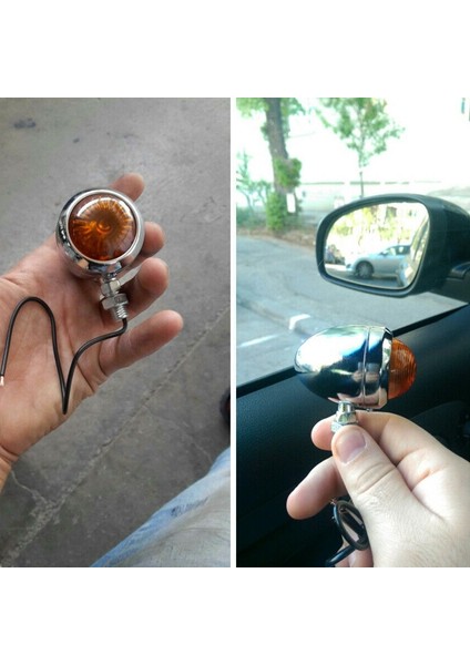 Sinyal Lambası, 4 Adet Krom Motosiklet Dönüş Sinyal Lambası LED Motor Lambası Ampulü Cafe Racer Için, Gümüş (Yurt Dışından)