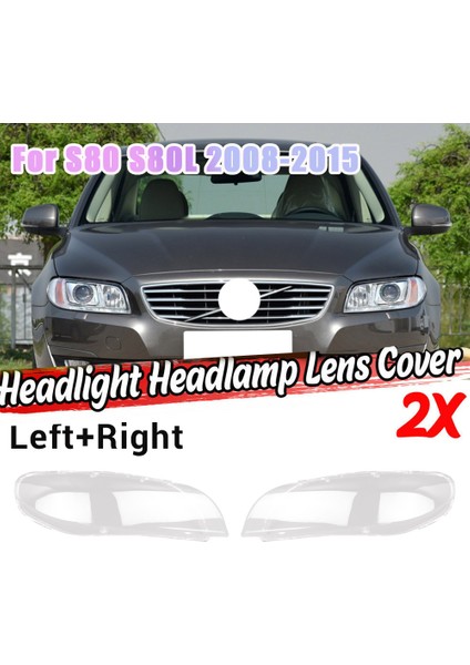 Far Mercek Kapağı, Sol + Sağ S80 S80L 2008-2015 Araba Far Mercek Kapağı Ön Far Lambası Abajur Kabuğu Şeffaf, Şeffaf (Yurt Dışından)