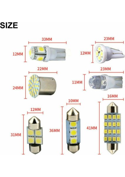 Okuma Aydınlatıcısı, 14 Çeşitli LED Araba Iç Mekan Iç Aydınlatma Kubbe Bagaj Harita Plaka Lambası Ampulü, Gümüş (Yurt Dışından)