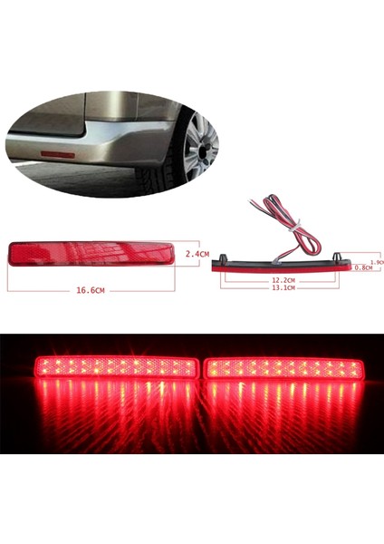 Araba Arka Tampon Lambası, 2 Adet Araba Arka Tampon Reflektör Fren Lambası T5 Transporter / / 2003-2011 Için LED Arka Lambası, Kırmızı (Yurt Dışından)