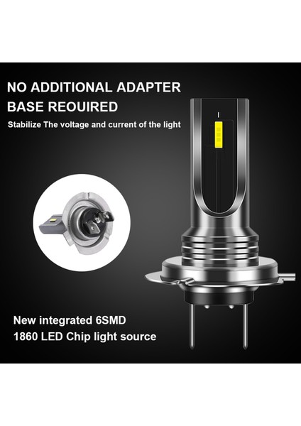 Araba Ampulü, 2 Adet Araba H7 LED Ampul Işık Lambası Beyaz 6000K 80W Csp Çip 6smd Motosiklet Sis 1860 16000LM Çalışma, Beyaz Işık (Yurt Dışından)