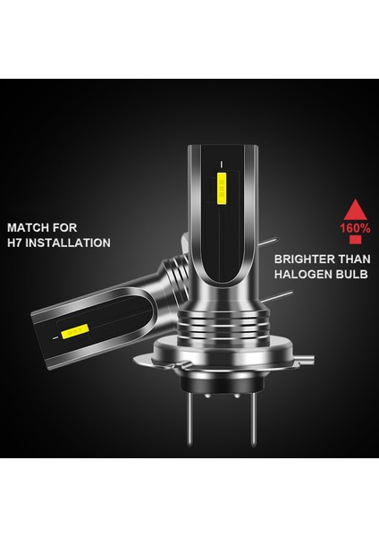 Araba Ampulü, 2 Adet Araba H7 LED Ampul Işık Lambası Beyaz 6000K 80W Csp Çip 6smd Motosiklet Sis 1860 16000LM Çalışma, Beyaz Işık (Yurt Dışından)