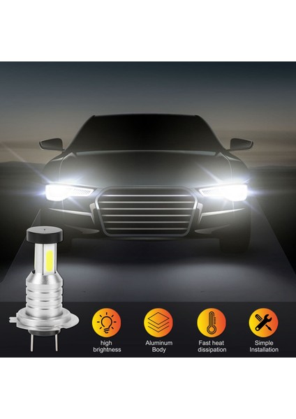 LED Ampul, 2x H7 LED Far Ampulü Kiti Uzun Kısa Far 100W 30000LM Süper Parlak 6000K Beyaz, Gümüş (Yurt Dışından)