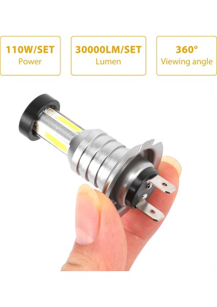 LED Ampul, 2x H7 LED Far Ampulü Kiti Uzun Kısa Far 100W 30000LM Süper Parlak 6000K Beyaz, Gümüş (Yurt Dışından)