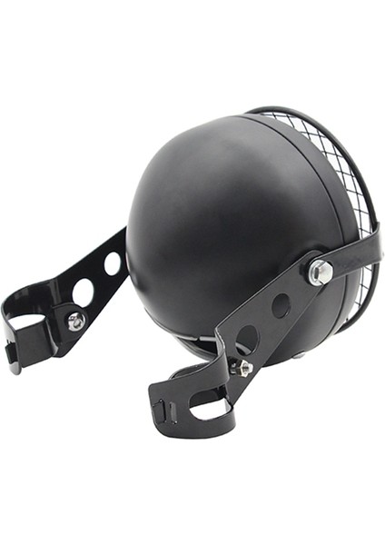 Far, Retro Vintage Motosiklet Evrensel Yan Montaj 35W 6.5 Inç Şeffaf Far Cafe Racer Izgara + Braket Seti, Gümüş ve Siyah (Yurt Dışından)