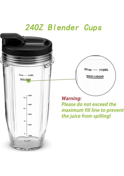 Ninja Için Aksesuarlar,paket Yedek 24 Oz Blender Kapları Kapaklı Auto Iq BL450 BL480 NN102 Aksesuarları (Yurt Dışından)