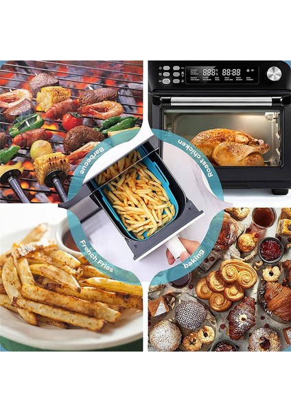 Ninja Için Aksesuarlar,çift, Tekrar Kullanılabilir Silikon Astar Aksesuarları Için Hava Fritöz Astarları, Gri (Yurt Dışından)