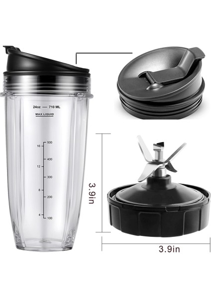 Ninja Için Aksesuarlar,blender BL450-30 BL456-30 BL480-30ECT Için Yedek Parçalar, 24OZ Bardaklar ve 7 Kanatlı Bıçak Aksesuarları (Yurt Dışından)