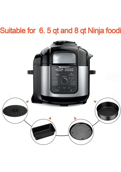 Ninja Için Aksesuarlar,foodi 6.5, 8qt Pişirme Seti, Aksesuar Tencere, Çok Amaçlı Tava ile Yapışmaz Pişirme Kabı, Gevrekleştirme Tavası, Ekmek Tavası (Yurt Dışından)