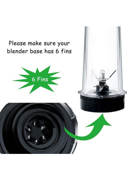 Ninja Için Aksesuarlar,iki Kapaklı 16 Oz Bardak, 6 Kanatlı Bıçak, Blender Yedek Parça Aksesuarları BL660 BL770 BL740 Blender (Yurt Dışından)