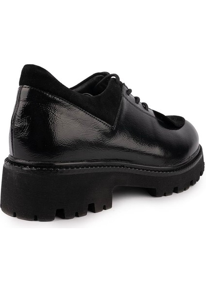 Deri Modern Rahat Oxford Bağcıklı Ayakkabısiyah Rugan 2412 indirimleri
