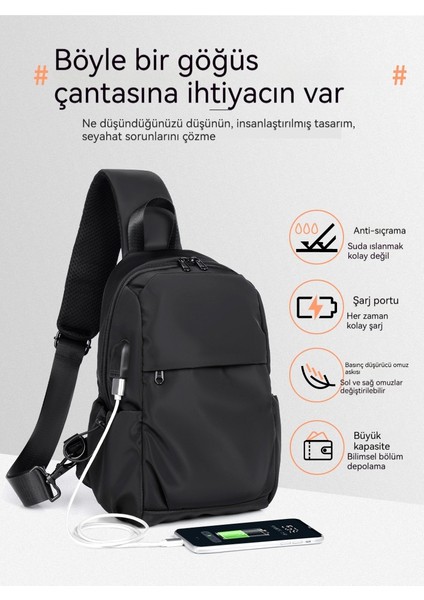 Yeni Erkekler Casual Crossbody Çanta Su Geçirmez Göğüs Çantası (Yurt Dışından)