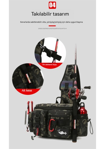 Erkekler Yeni Çok Fonksiyonlu Balıkçılık Çantası Tek Omuz Crossbody Luya Bel Çantası (Yurt Dışından)
