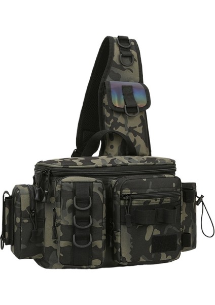 Erkekler Yeni Çok Fonksiyonlu Balıkçılık Çantası Tek Omuz Crossbody Luya Bel Çantası (Yurt Dışından)