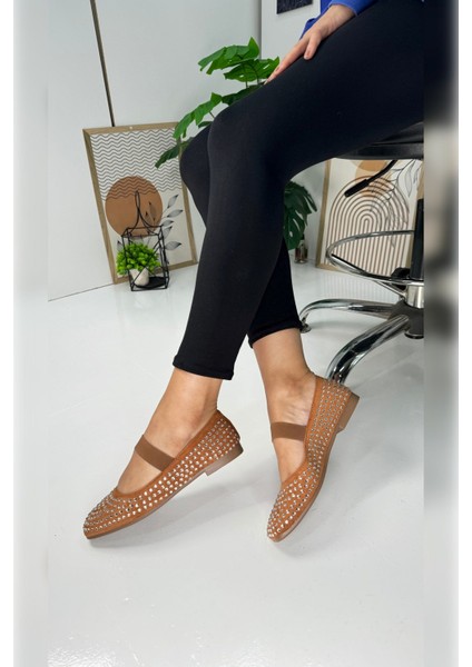 Günlük Kadın Babet Taşlı Lastikli Alçak Topuklu Tırtıklı Tabanlı Küt Burunlu Rahat Ayakkabı 347 modelleri