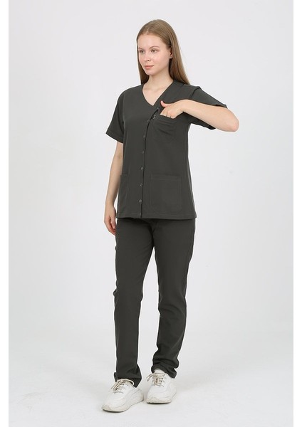 Pansy Hakim Yaka Koyu Haki Kadın Uniforma (Likralı) Xl - Takım - Hayır Isim Yazılmasın fiyatları