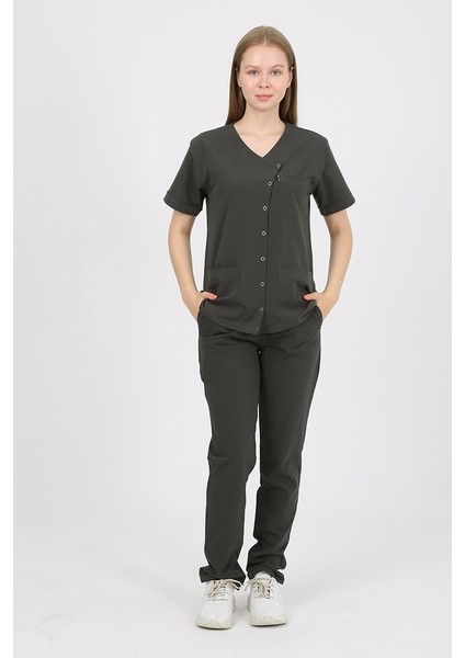 Pansy Hakim Yaka Koyu Haki Kadın Uniforma (Likralı) Xl - Takım - Hayır Isim Yazılmasın modelleri