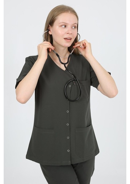 Pansy Hakim Yaka Koyu Haki Kadın Uniforma (Likralı) Xl - Takım - Hayır Isim Yazılmasın indirimleri