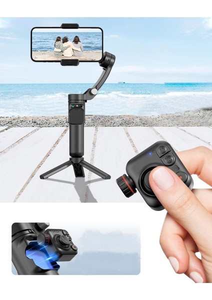 M02 Siyah 180° Gimbal Özellikli Telefon Tutucu Akıllı Tripod Video Selfie Çubuğu