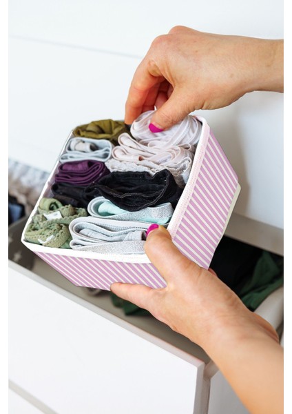 4'lü Pudra Çizgili Dolap,çekmece Içi Organizer Düzenleyici Seti 28 x 28 x 13-28 x 13 x 13-13 x 13 x 13