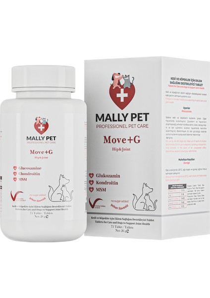 Kedi ve Köpekler Için Kas Sistemi Destekleyici Glukozamin Tablet Move+G