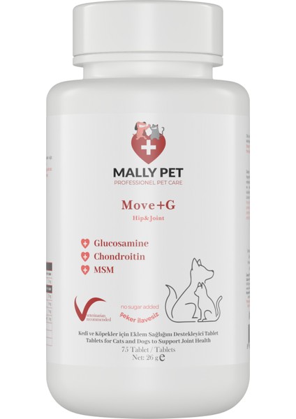 Kedi ve Köpekler Için Kas Sistemi Destekleyici Glukozamin Tablet Move+G