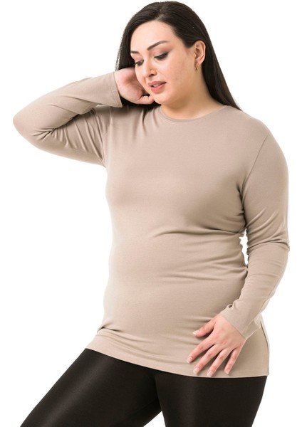Büyük Beden Bisiklet Yaka Uzun Kollu Viskon Siyah Body fiyatları