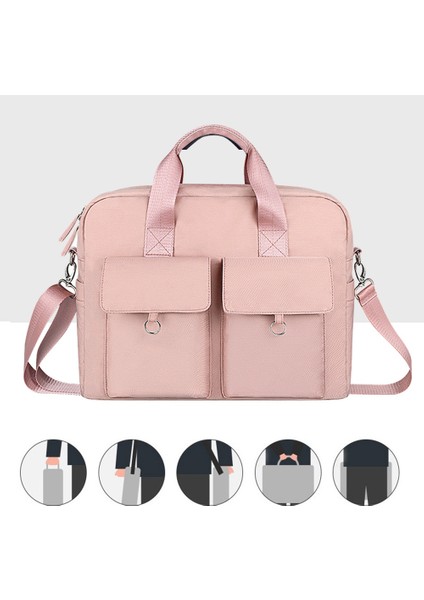Bilgisayar Çantası Taşınabilir Fermuarlı Omuz Laptop Çantası-Pembe (Yurt Dışından) indirimleri