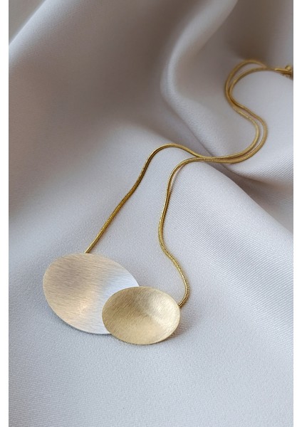 Modern Gold Silver Yin Yang Enerji Denge Daire Kolye