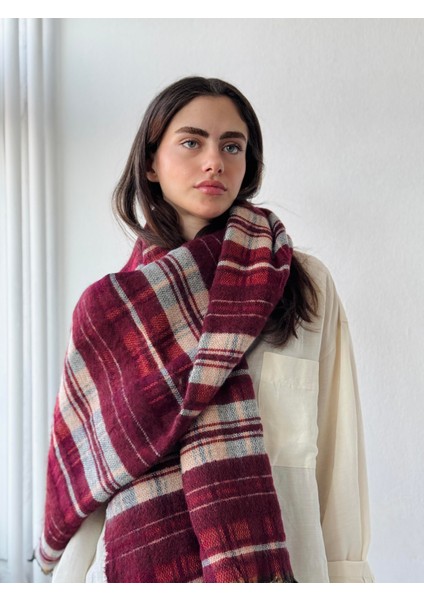 Unisex Şal Atkı Kadın Bordo