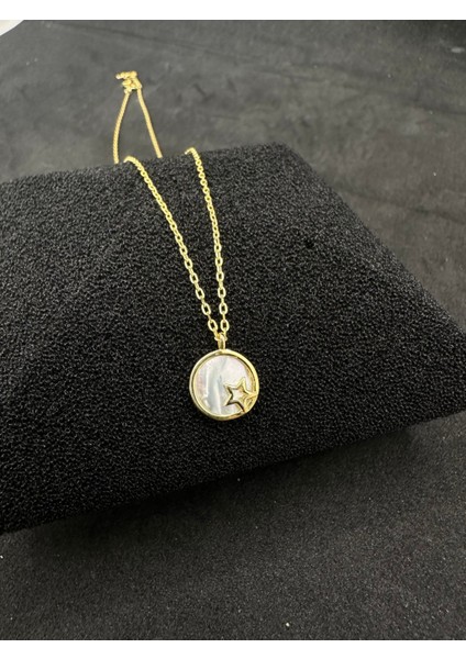 Ithal Sedefli Içinde Yıldız Gümüş Kadın Kolye