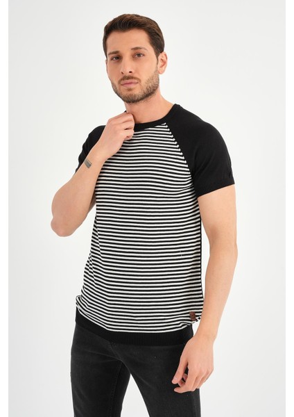 Alexander Gardı, Bisiklet Yaka T-shirt, Siyah Çizgili (Ag504901) Çizgili L indirimleri