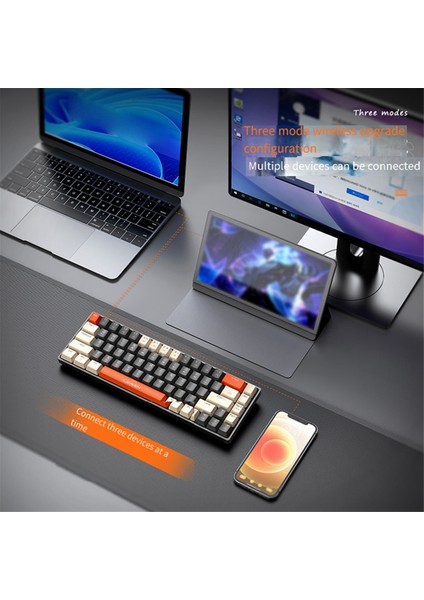 Kablosuz Üç Modlu Mekanik Klavye 2.4g Bluetooth Kablosuz (Yurt Dışından)