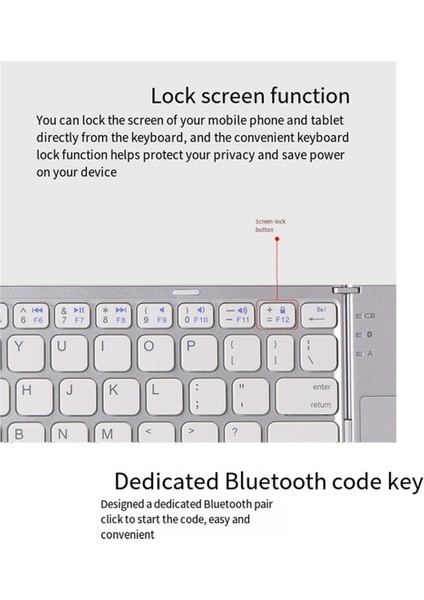 Ios/android/windows Tablet Klavyesi Için Bluetooth Klavye Gümüş (Yurt Dışından)