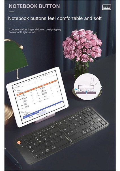 Android/windows Tablet Klavye Için Taşınabilir Katlanır Kablosuz Tuş Takımı (Yurt Dışından)