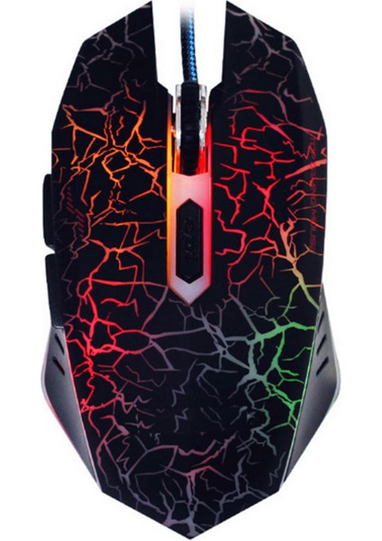 Gaming Mouse USB Işık Çatlak 6 Tuşlu Kablolu Fare Renkli Fare (Yurt Dışından)
