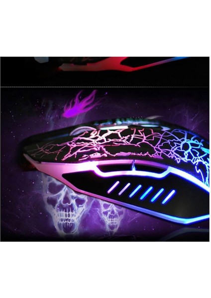 Gaming Mouse USB Işık Çatlak 6 Tuşlu Kablolu Fare Renkli Fare (Yurt Dışından) fırsatları