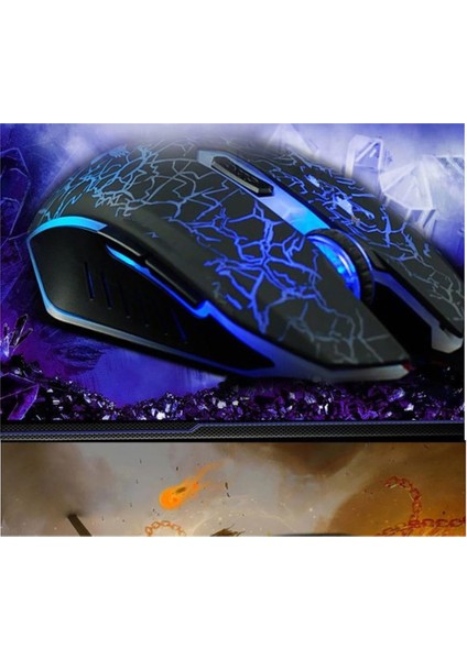 Gaming Mouse USB Işık Çatlak 6 Tuşlu Kablolu Fare Renkli Fare (Yurt Dışından) indirimleri