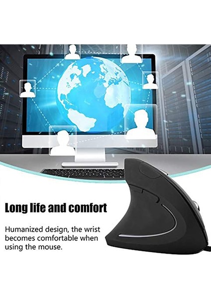 Ergonomik Optik Fare 2.4ghz Dikey Fare Evrensel Dizüstü Bilgisayar, Siyah (Yurt Dışından) modelleri