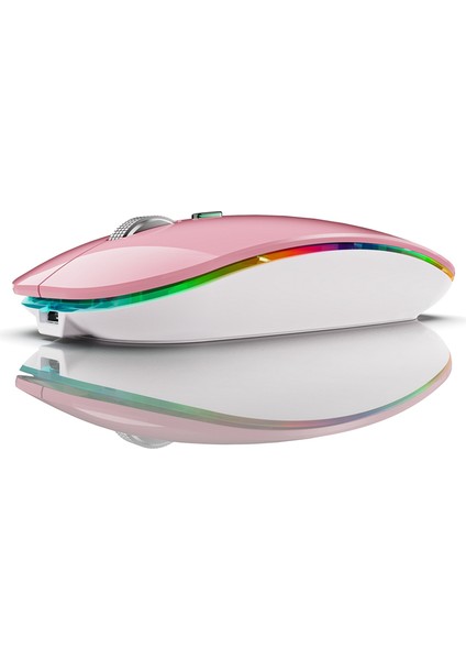 Bt5.1+2.4ghz Kablosuz Mouse Jiggler'lı, Şarj Edilebilir, Pembe (Yurt Dışından)