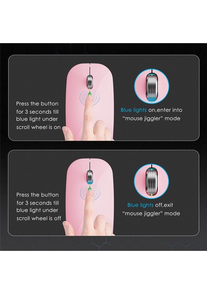Bt5.1+2.4ghz Kablosuz Mouse Jiggler'lı, Şarj Edilebilir, Pembe (Yurt Dışından)