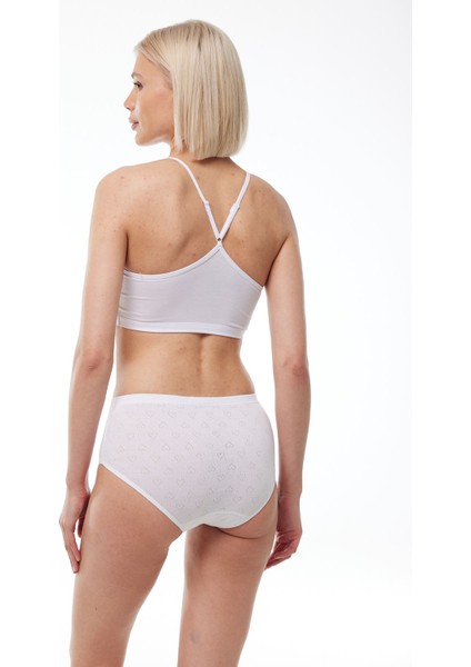 Kadın Beyaz 6 Lı Paket %100 Pamuk Yüksek Bel Jakarlı Slip Külot 351 modelleri