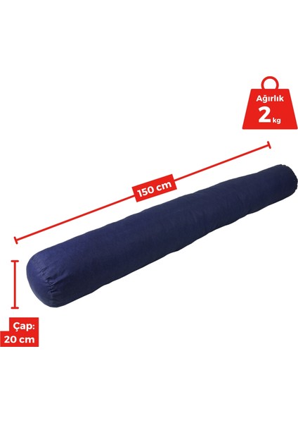 x permate Sarılma Yastığı , Uyku Yastığı , Bacak Arası Yastığı Silindir 150 x 20 cm Lacivert